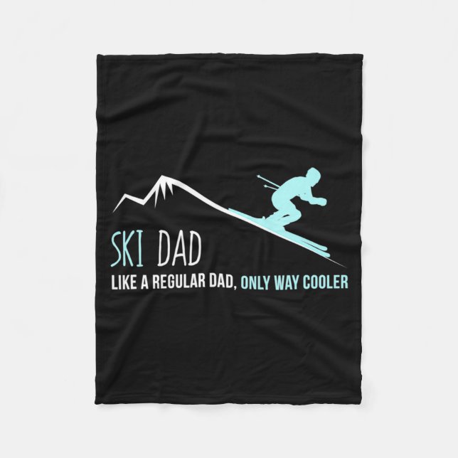 Ski Dad Funny Cute Winter Skiing Gift  Fleece Blanket (Front)