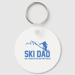 Ski Dad Funny Skiier Snowy Adventure Skiing Lovers Keychain
