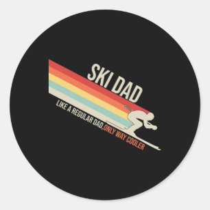 Ski Dad Funny Skiing Winter Classic Round Sticker