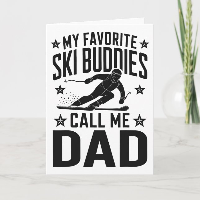 Ski Dad Humour Design Skiing Funny Skier  Card (Front)
