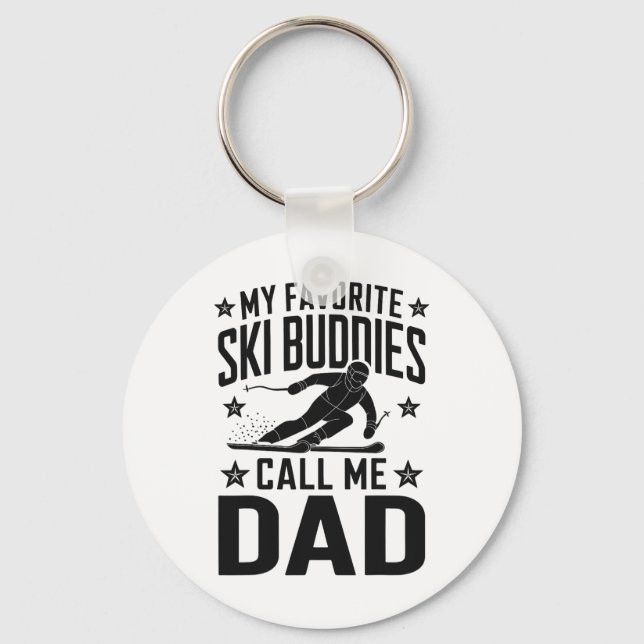 Ski Dad Humour Design Skiing Funny Skier  Keychain (Front)