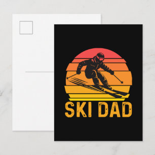 ski dad invitation postcard