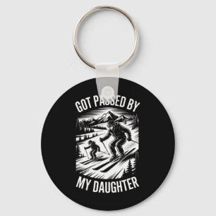 Ski Dad Ped By Daughter Funny Skiing Family Keychain