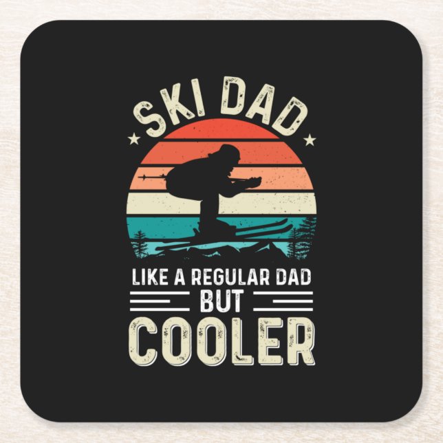 Ski Dad Square Paper Coaster (Front)