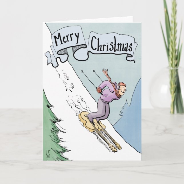 Ski de carte de Noël sur des guitares (Devant)