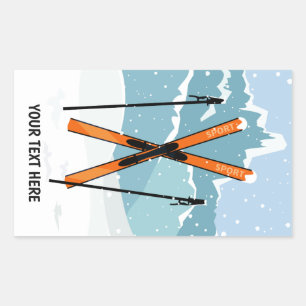 Ski d'hiver autocollants de texte personnalisés