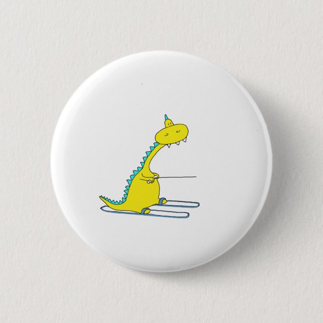 ski dino 2 inch round button (Front)