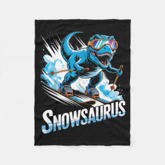Ski Dinosaur Winter Sport Skier Dino Funny Skiing  Fleece Blanket
