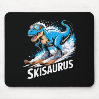Ski Dinosaur Winter Sport Skier Dino Funny Skiing  Mouse Pad