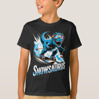 Ski Dinosaur Winter Sport Skier Dino Funny Skiing  T-Shirt