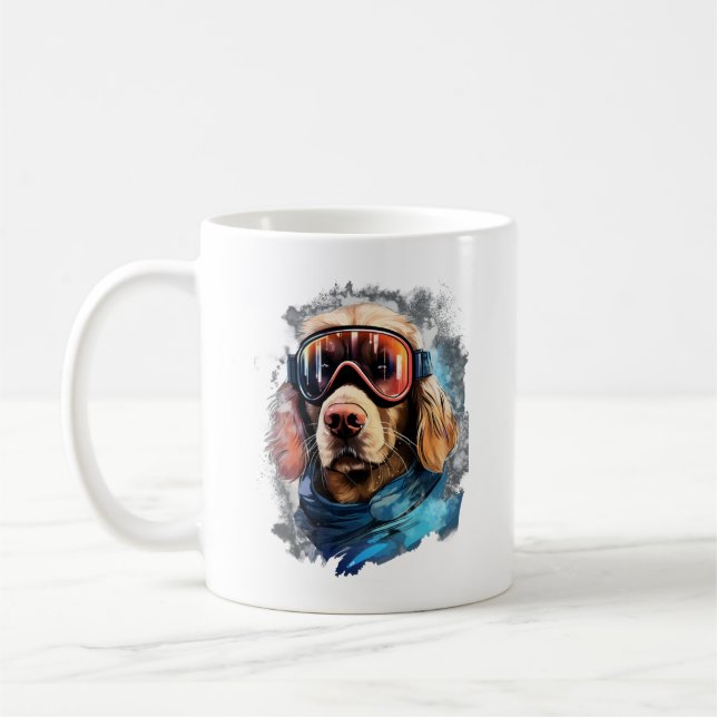 Ski Dog in Ski Googles  3 Coffee Mug (Left)