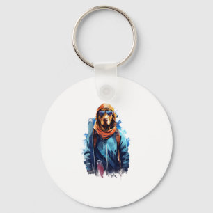 Ski Dog in Ski Googles 5 Keychain