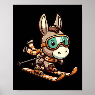 Ski Donkey With Goggles And Scarf Alpine Winter  Poster