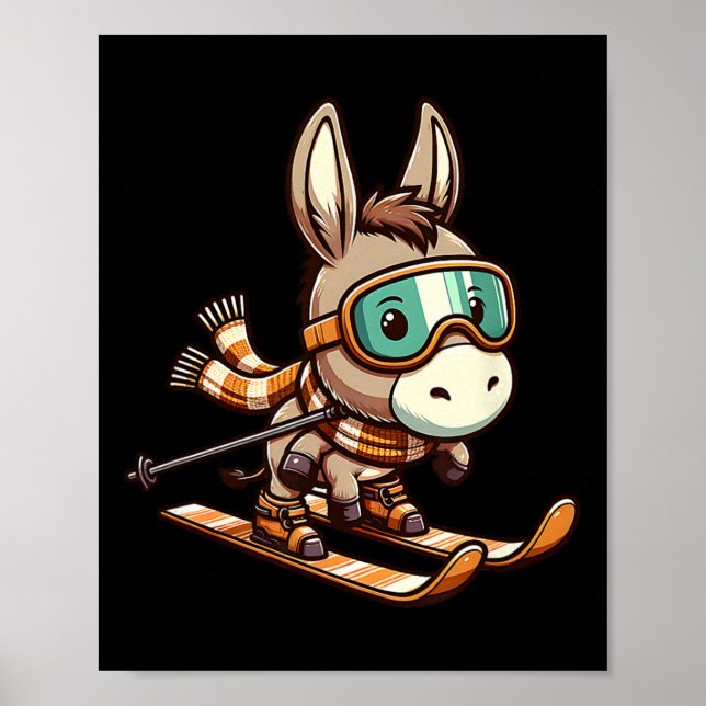 Ski Donkey With Goggles And Scarf Alpine Winter  Poster (Front)