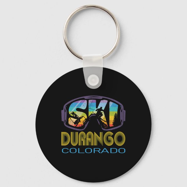 Ski Durango Colorado Skiing Vacation  Keychain (Front)