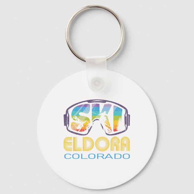 Ski Eldora Colorado Skiing Vacation  Keychain (Front)