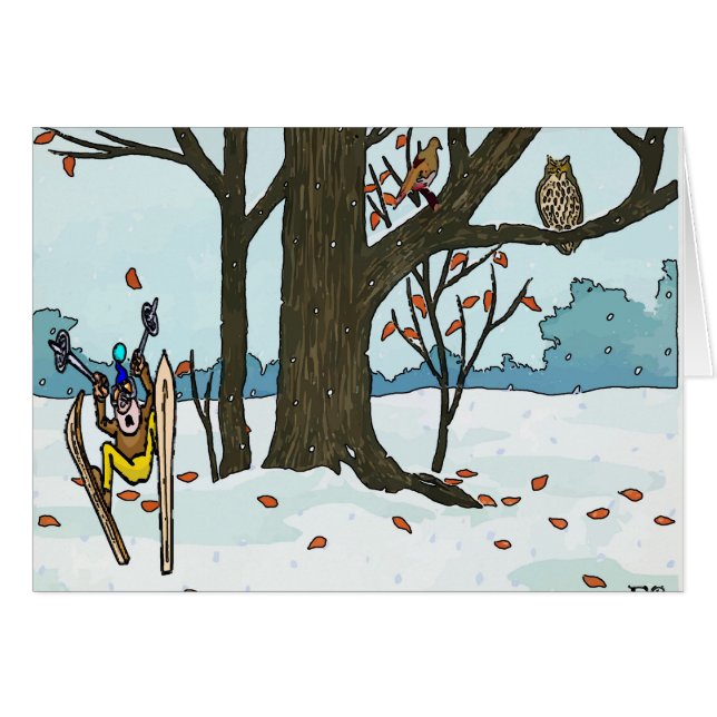 Ski et oiseaux de Noël japonais (Devant horizontal)