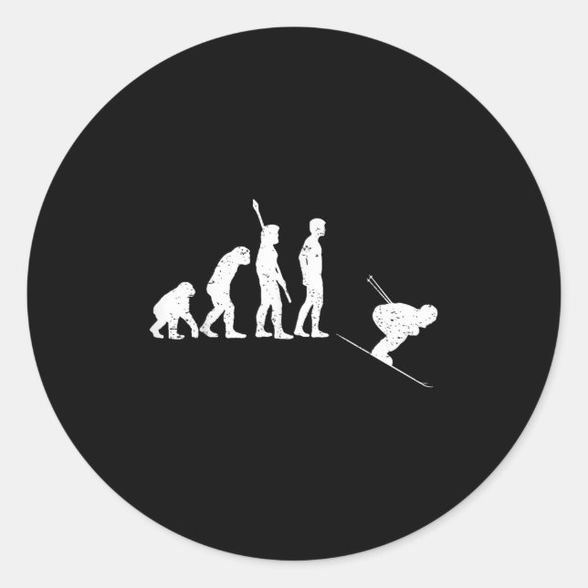 Ski Evolution Skiing - Skier  Classic Round Sticker (Front)
