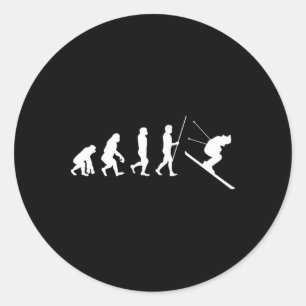 Ski Evolution Skiing Skier Gift Classic Round Sticker
