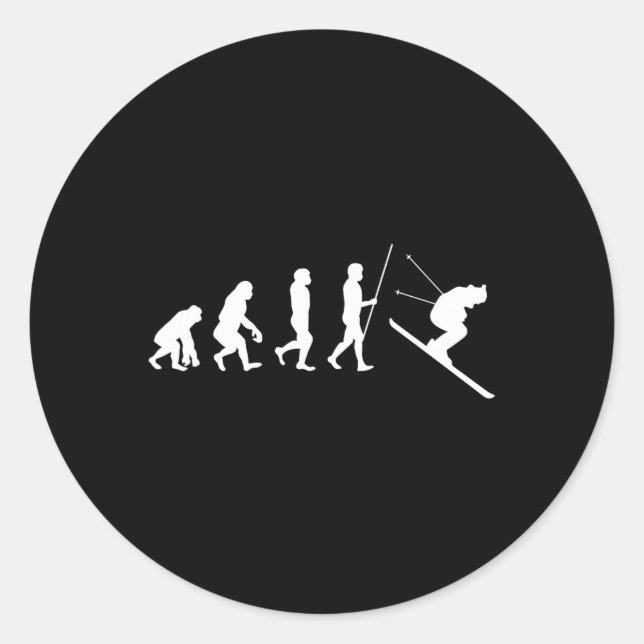 Ski Evolution Skiing Skier Gift  Classic Round Sticker (Front)