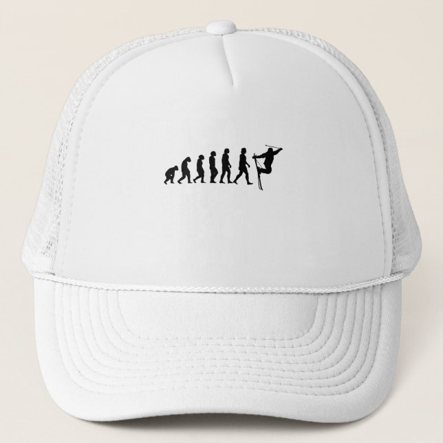Ski Evolution Skiing Winter Slopes Gift Trucker Hat (Front)