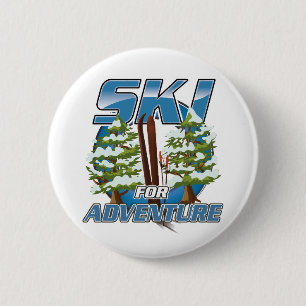 Ski for adventure travel logo 2 inch round button
