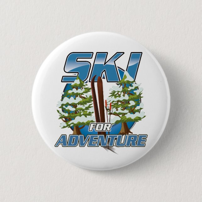 Ski for adventure travel logo 2 inch round button (Front)
