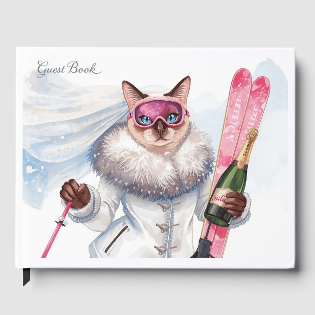 Ski for Bachelorette Party Siamese cat lovers  Guest Book (Front)