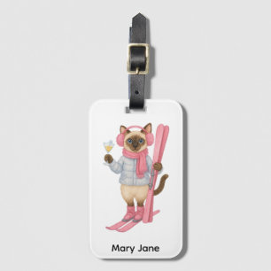 Ski for Bachelorette Party Siamese cat lovers Luggage Tag