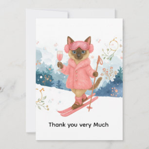 Ski for Bachelorette Party Siamese cat lovers  Thank You Card