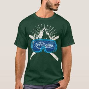 Ski Fort Collins Colorado Flag Skiing Winter Sport T-Shirt