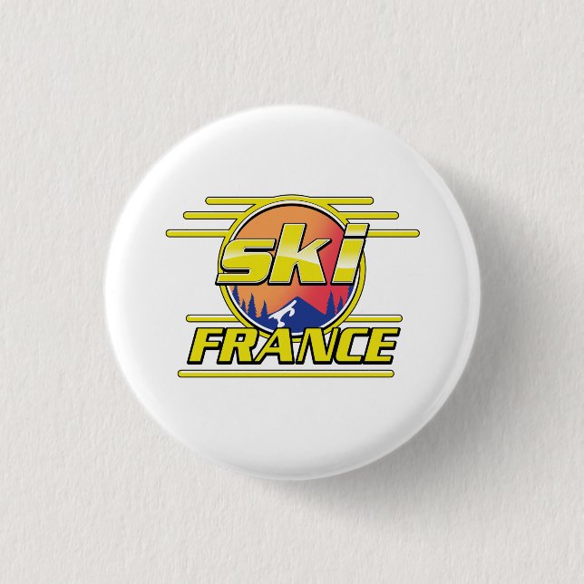 ski France 80s logo. 1 Inch Round Button (Front)
