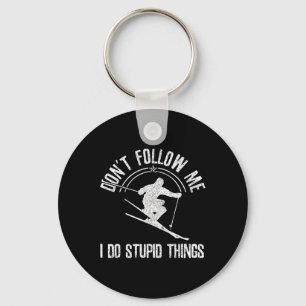 Ski Freestyle Funny Saying Winter Sports Skier Gif Keychain