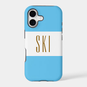 SKI Fun Chic Sporty Bright Sky Blue White Stripes