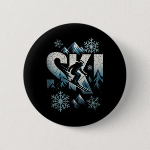 Ski - Funny Skiing Lovers Winter Snow 2 Inch Round Button