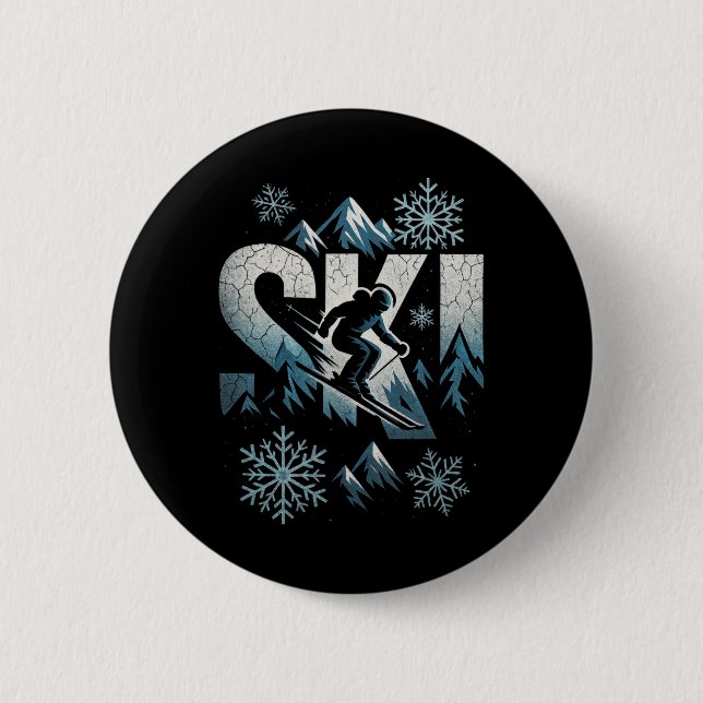 Ski - Funny Skiing Lovers Winter Snow  2 Inch Round Button (Front)