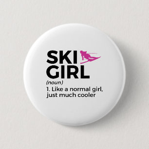 Ski Girl Definition Funny Ski 2 Inch Round Button