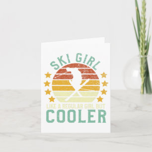 Ski Girl Funny Female Skier Instructor And Skiing Card