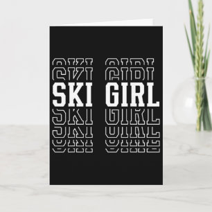 Ski Girl Funny Layered Text Skier Skiing Youth _1 Card