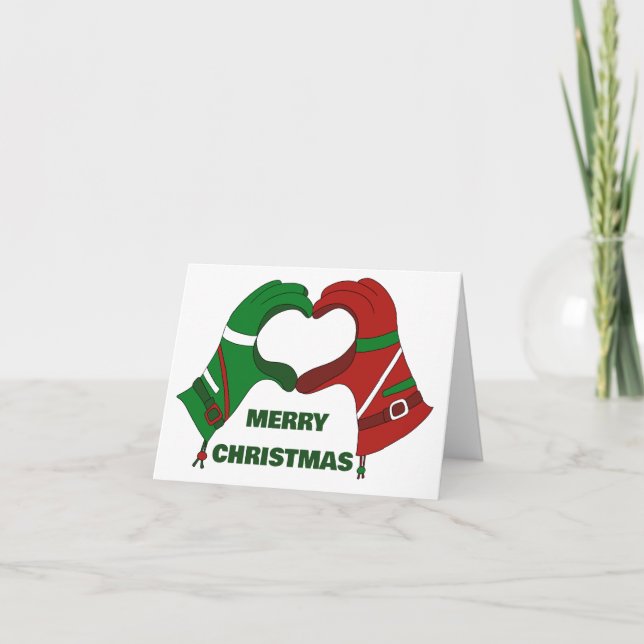 Ski Gloves Hands Heart Shape Personalized Card (Front)