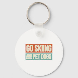 Ski Go Skiing And Pet Dogs - Skier Keychain