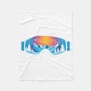 Ski Goggles Art Nature Mountains Minimalist Skiing Fleece Blanket