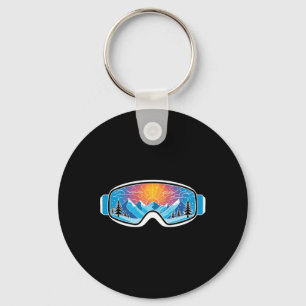 Ski Goggles Art Nature Mountains Minimalist Skiing Keychain