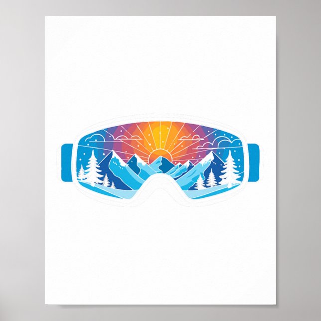 Ski Goggles Art Nature Mountains Minimalist Skiing Poster (Front)