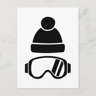 Ski goggles hat postcard
