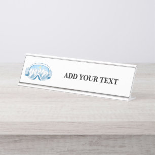 Ski Goggles Illustration Personalized Desk Name Plate