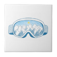 Ski Goggles Mountain Reflection Illustration  
