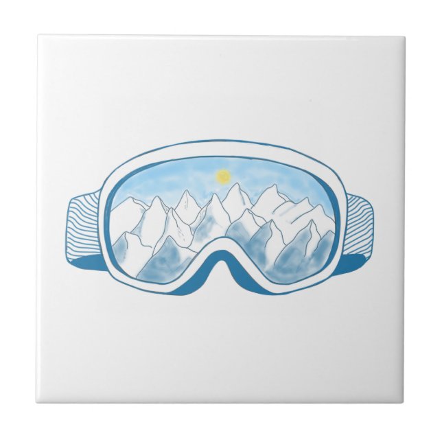 Ski Goggles Mountain Reflection Illustration   Tile (Front)