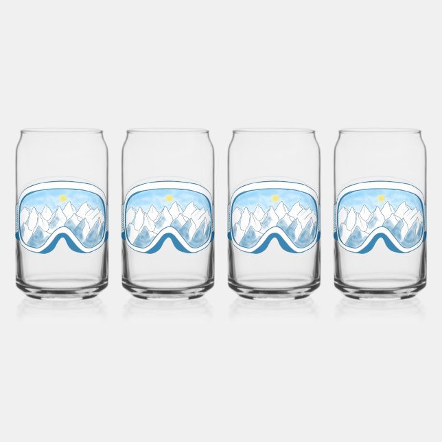 Ski Goggles Mountain Reflection Sky Blue Set 4 (Recto)