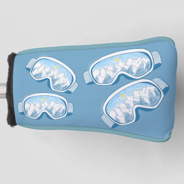 Ski Goggles Mountain Reflections Illustration   Golf Head Cover (Front)